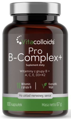 Pro B-Complex+ | Kompleks Witamin B + A, C, E, D3, K2 | 100 Kapsułek Vege