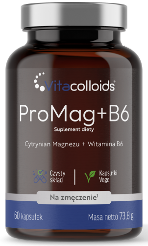ProMag+B6 | Cytrynian Magnezu + Witamina B6 P5P | 60 Kapsułek Vege