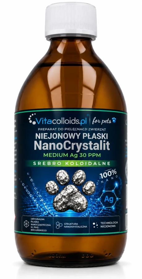 Niejonowy Płaski Nanocrystalit Medium Ag 30 ppm - srebro koloidalne 300 ml