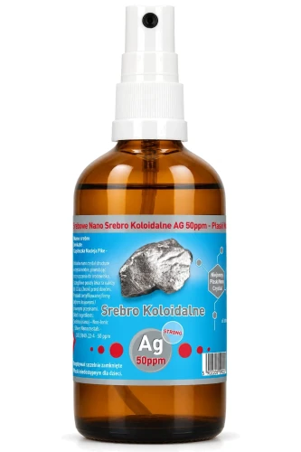 Strong niejonowe nano srebro koloidalne Ag 50 ppm w sprayu 100 ml Vitacolloids.