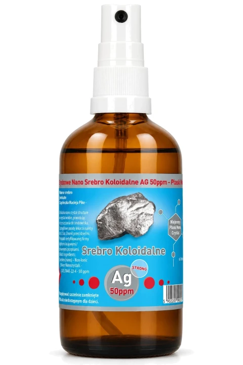 Strong niejonowe nano srebro koloidalne Ag 50 ppm w sprayu 100 ml Vitacolloids.